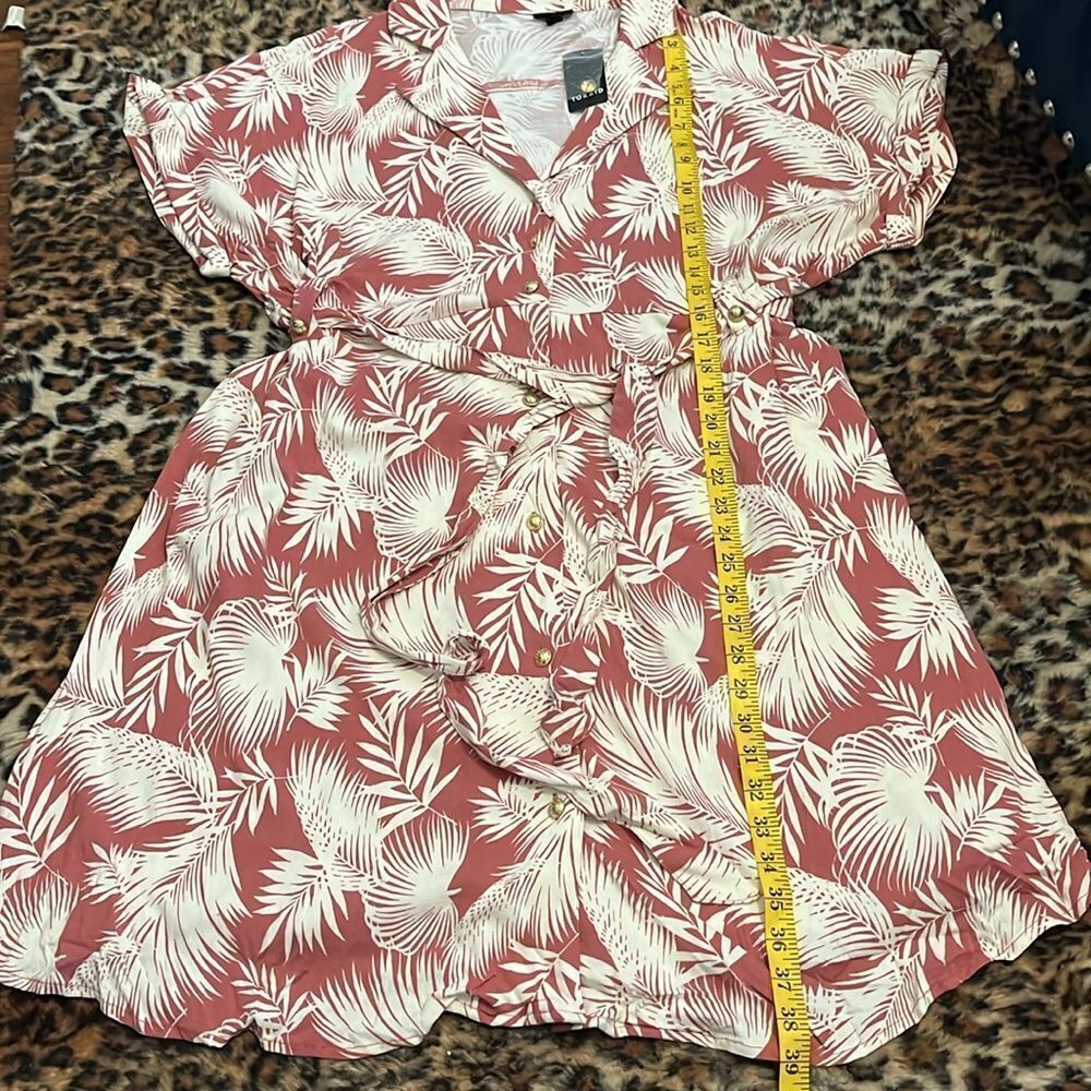 Torrid Palm Trees Print Design Button Front Collar Pockets Dress Vacation Resort - Picture 11 of 16